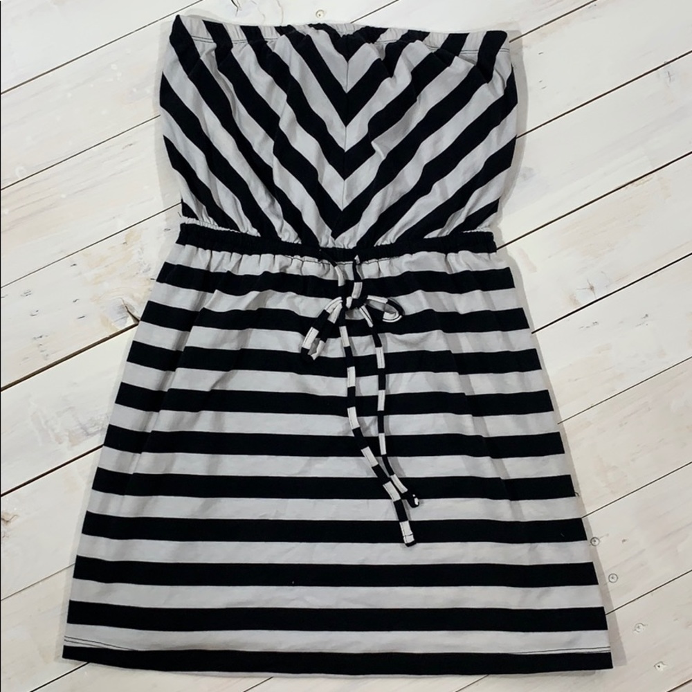Mossimo Black White Strapless Mini Dress Size M